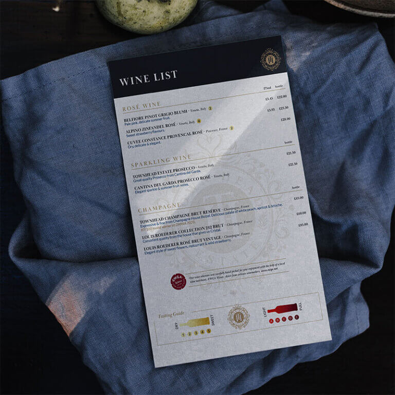 A customised wine list